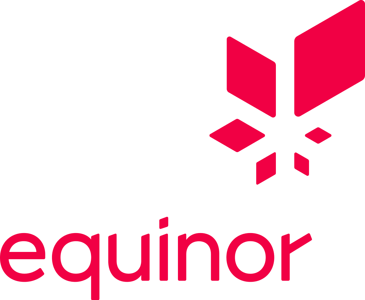 A red equinor logo on a green background