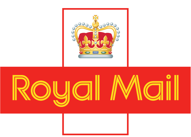 A red and yellow banner with the royal mail logo.